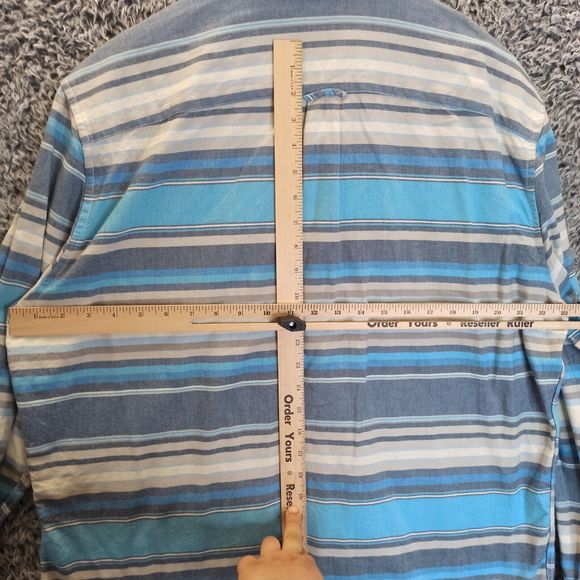 American Eagle Shirt Men XLarge Blue Striped Casual Button Up Collar Long Sleeve - Picture 6 of 8